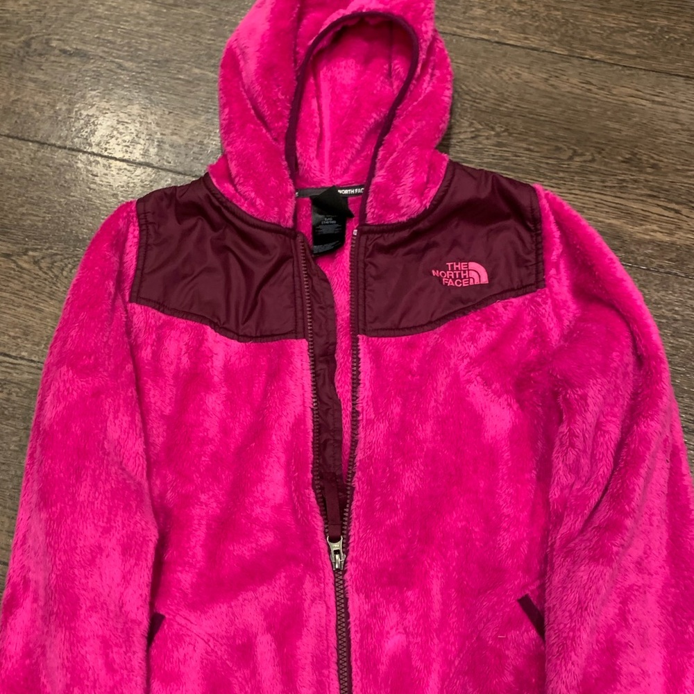 Fleece north face jacket. Hooded